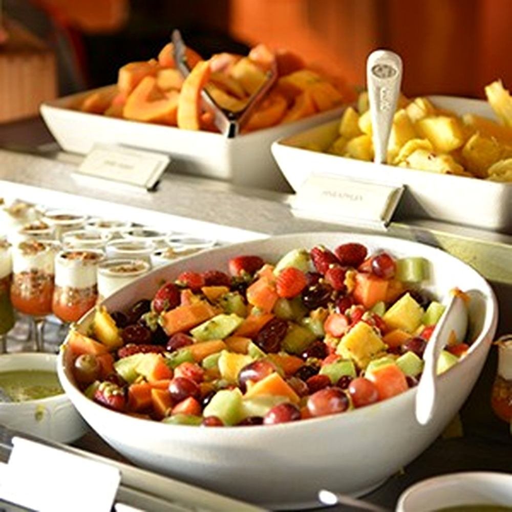 A breakfast buffet of fresh tropical fruit at Jungle Junction.